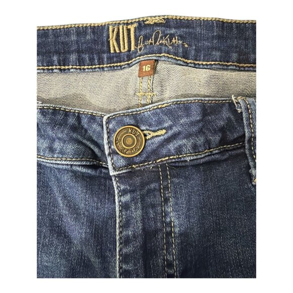 Kut From The Kloth Womens Denim Skinny Jeans With Frayed Hem Size 16 Blue Cotton - Picture 11 of 15